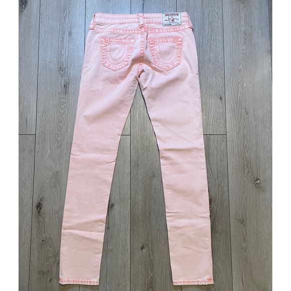Y2K vintage aesthetic True Religion Women's Pink Papaya Super Skinny Jeans 29 /8 - Picture 3 of 9